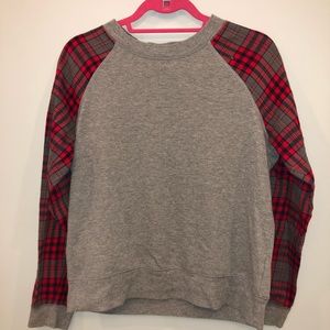 Aerie plaid sleeve sweatshirt